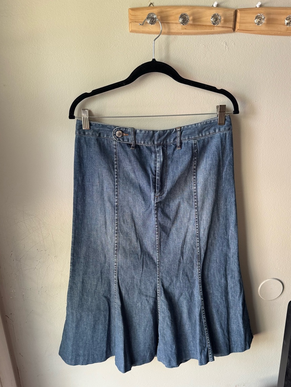 Vintage Lauren Ralph Lauren Jeans Co Paneled Denim Midi Skirt 8 Fit Flare